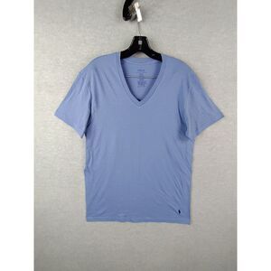 Polo‎ Ralph Lauren Mens Shirt Medium Blue Small Pony Tee V Neck Pullover Preppy